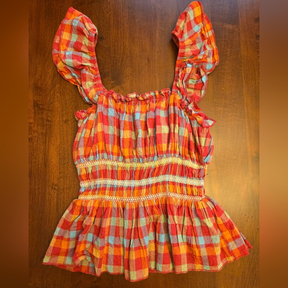 Size Small Peplum Plaid Top
